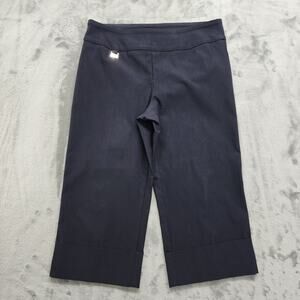 Lisette Pants Womens 10 Dark Blue Pull On Crop Capri Stretch Casual Preppy